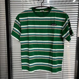 Miu Miu Green Striped Crewneck T-Shirt